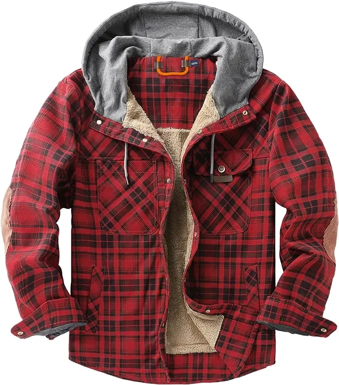 Men's Sherpa Green/White Lined Zip Up Hooded Long Sleeve Jacket