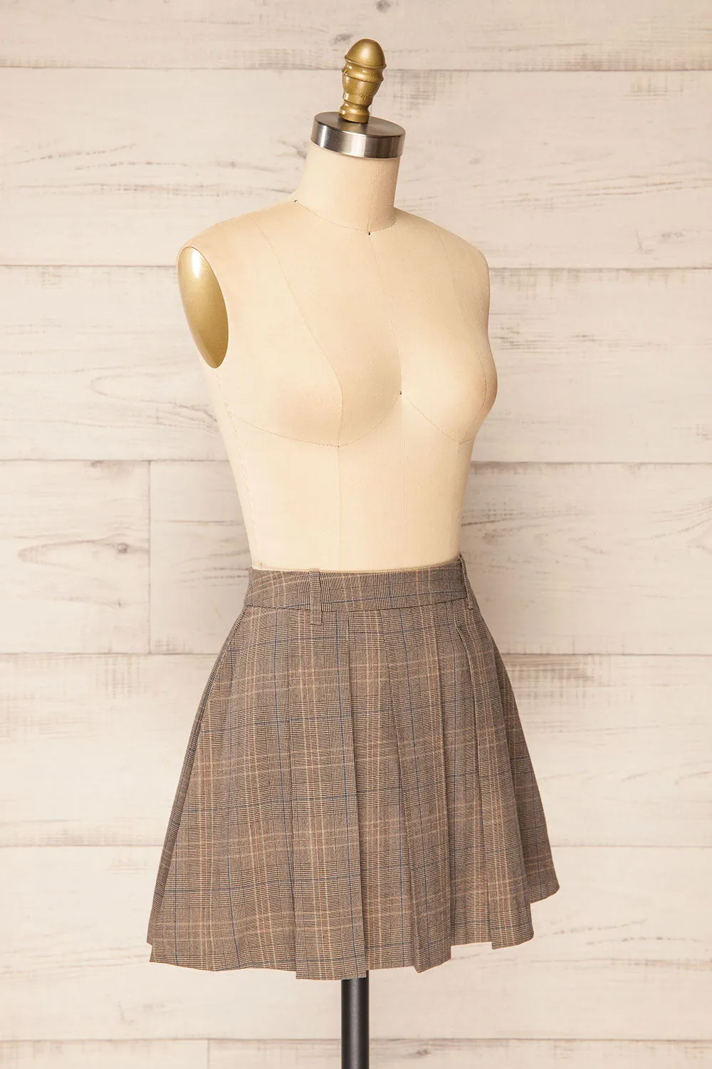 Narva | Short Pleated Plaid Skirt