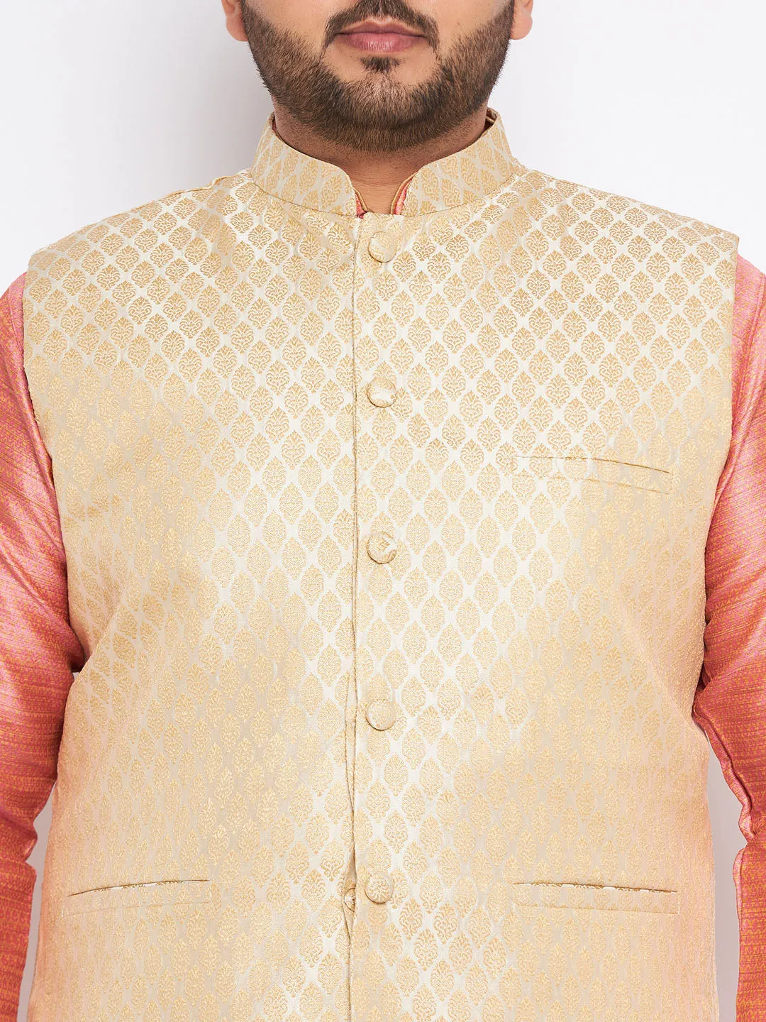 VASTRAMAY Cream Ethnic Jacket Set