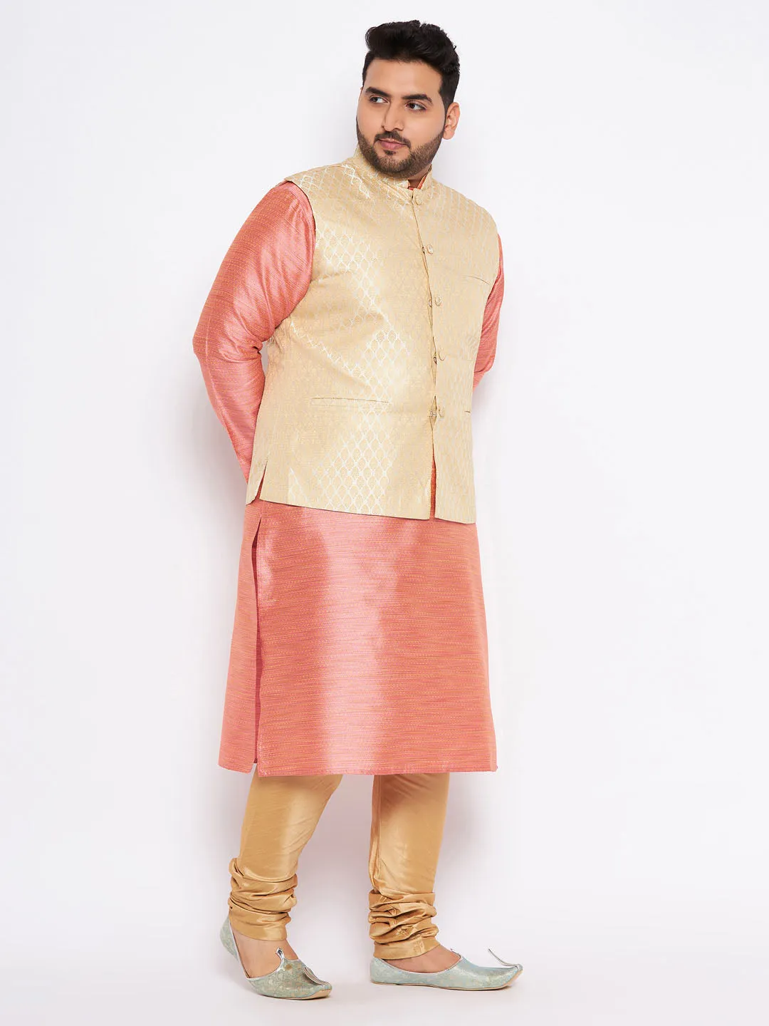 VASTRAMAY Cream Ethnic Jacket Set