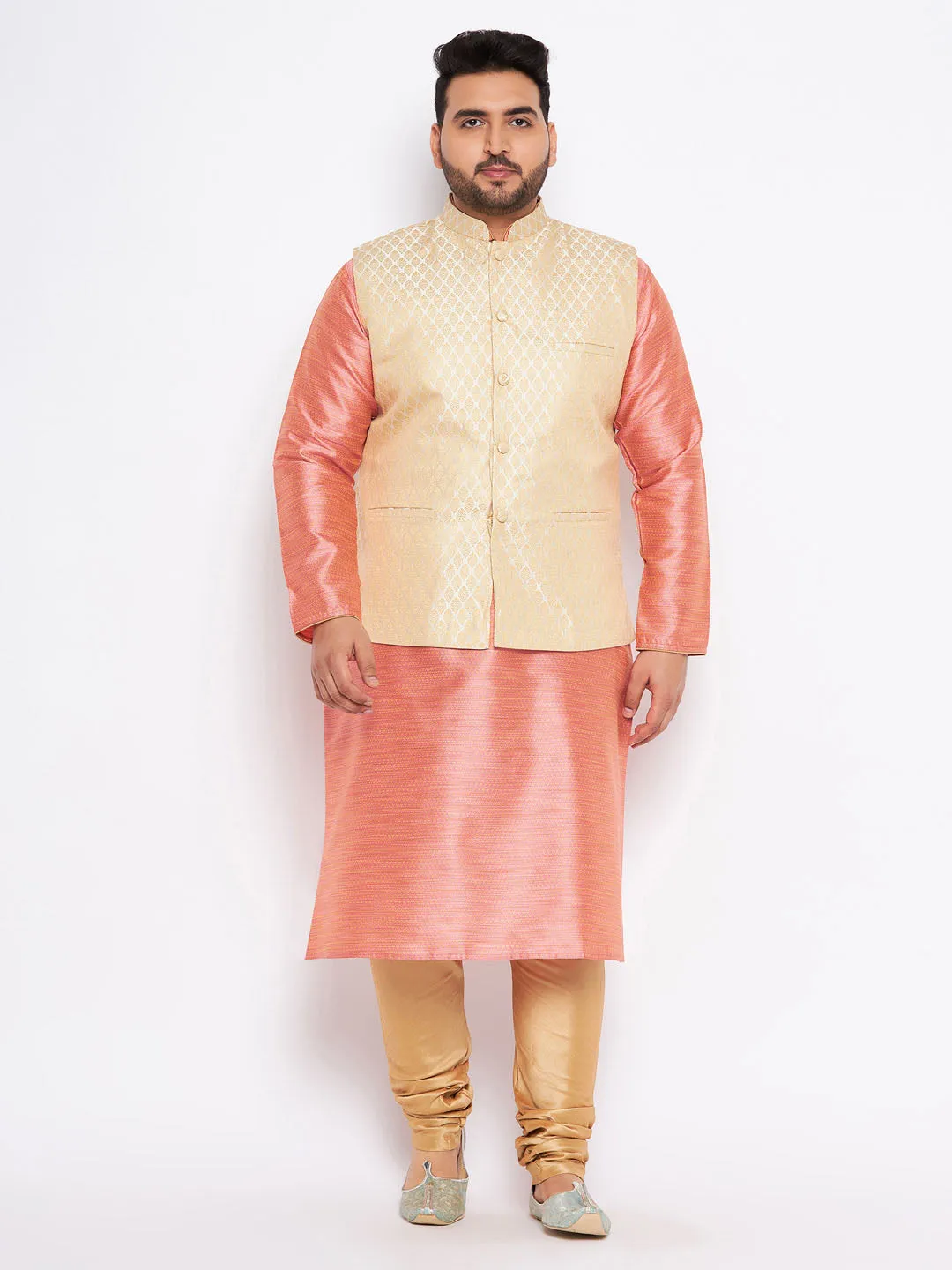 VASTRAMAY Cream Ethnic Jacket Set