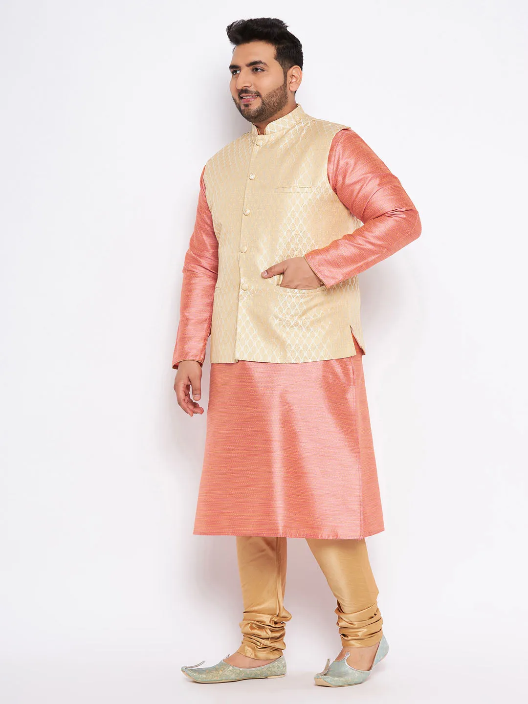 VASTRAMAY Cream Ethnic Jacket Set