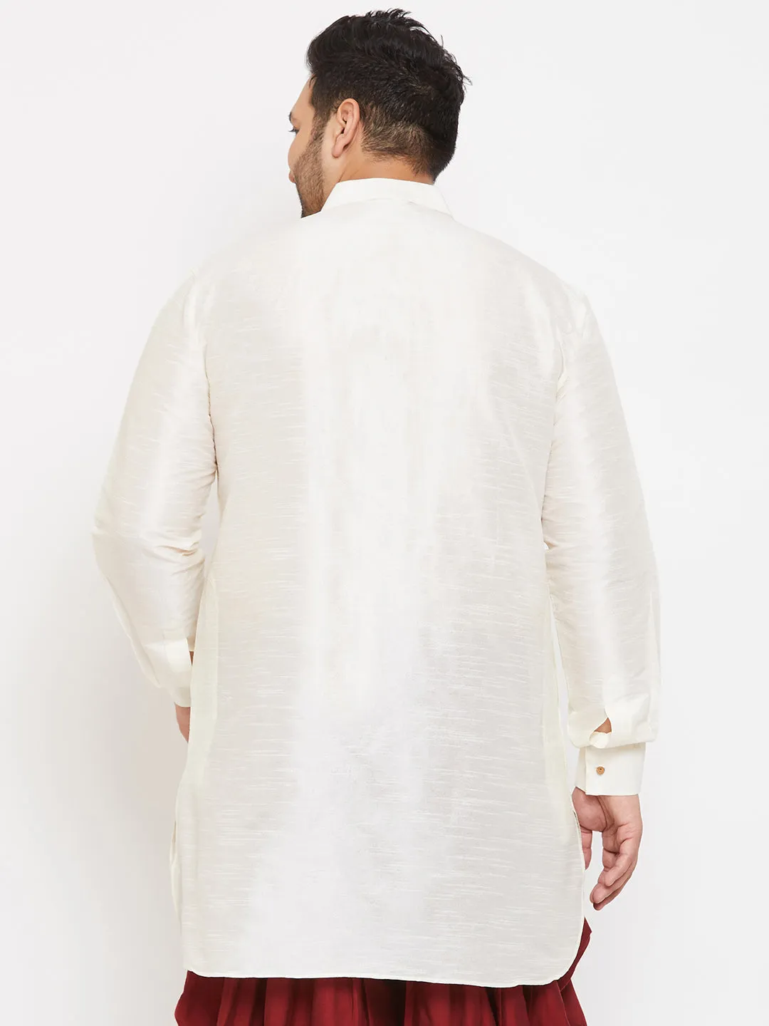 VASTRAMAY Cream Silk Blend Kurta