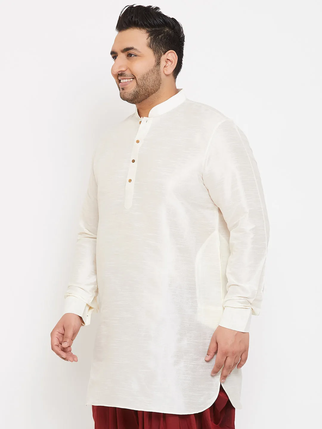 VASTRAMAY Cream Silk Blend Kurta