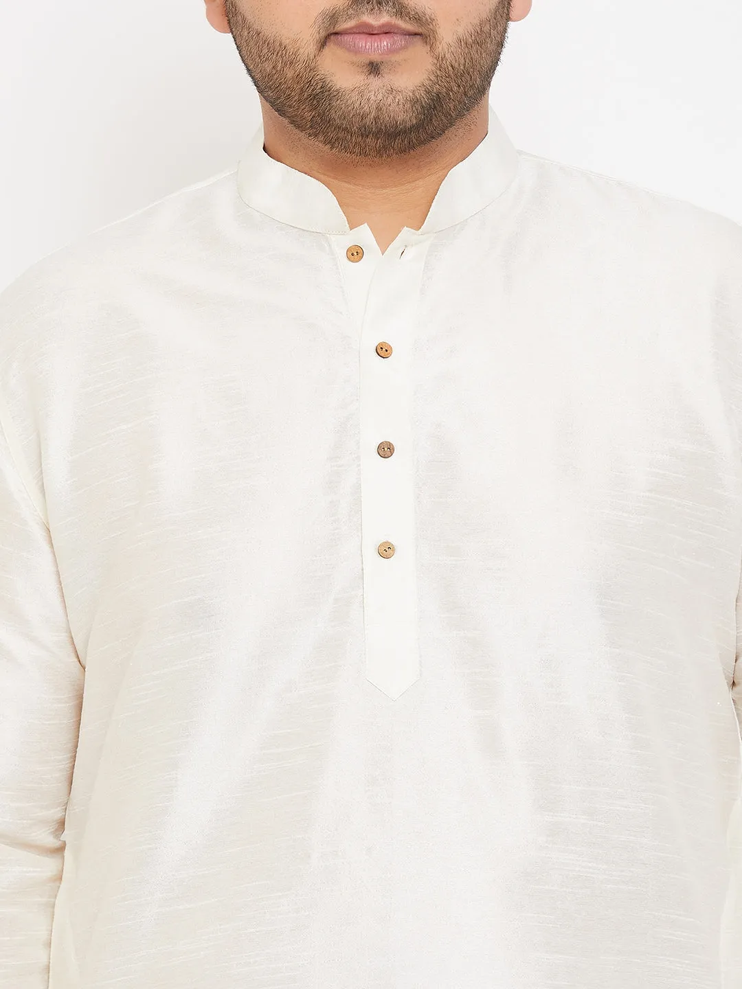 VASTRAMAY Cream Silk Blend Kurta