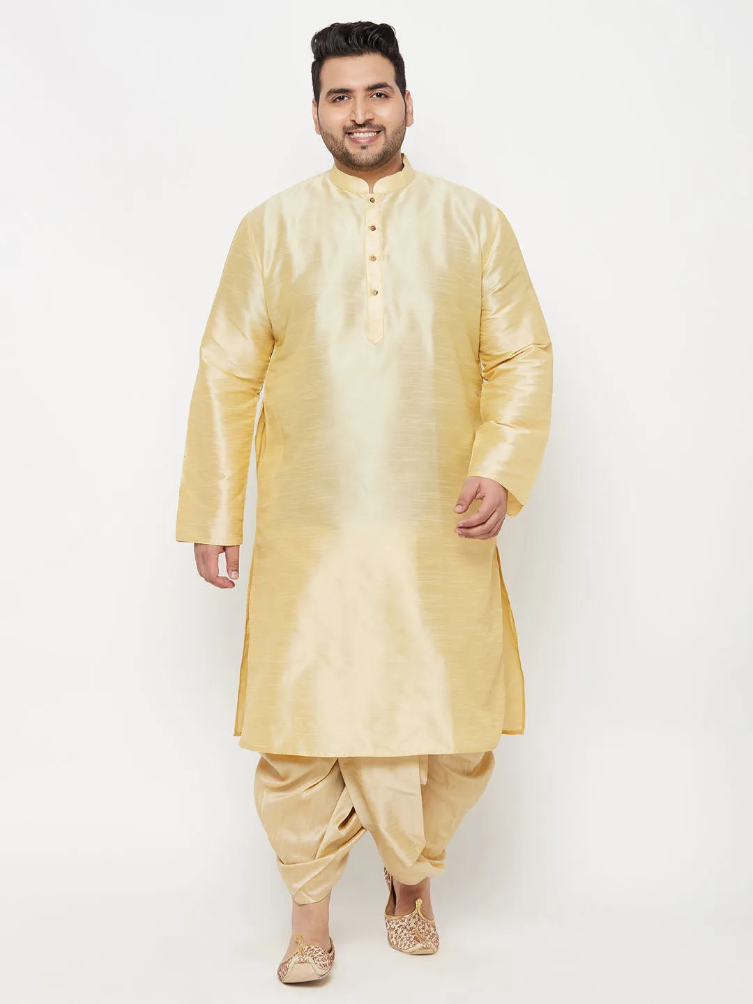 VASTRAMAY Gold Silk Blend Kurta And Dhoti