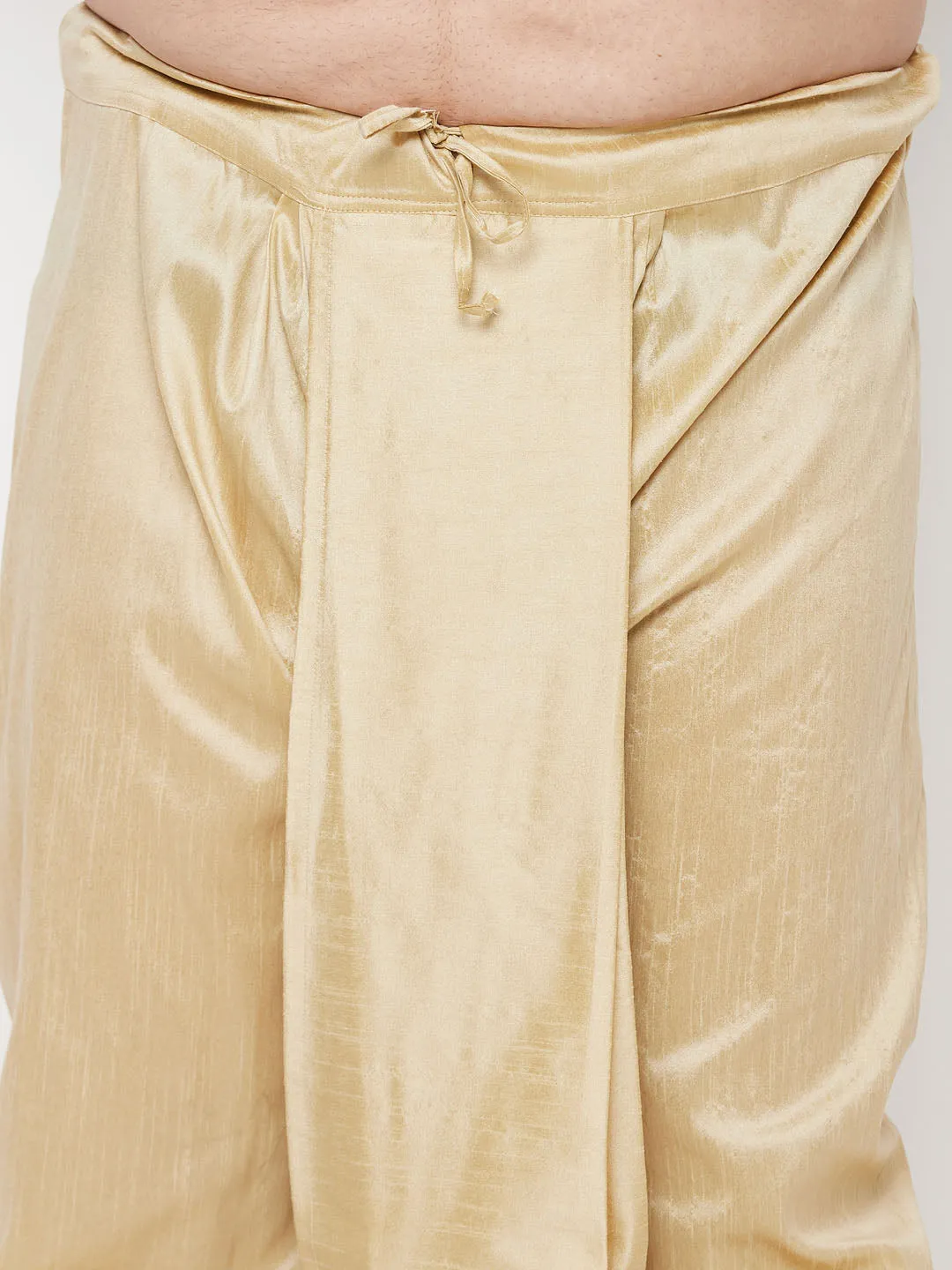VASTRAMAY Gold Silk Blend Kurta And Dhoti