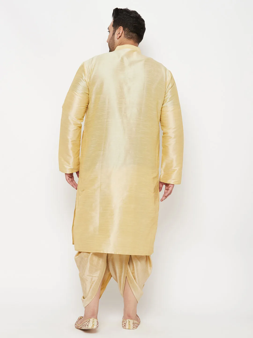 VASTRAMAY Gold Silk Blend Kurta And Dhoti