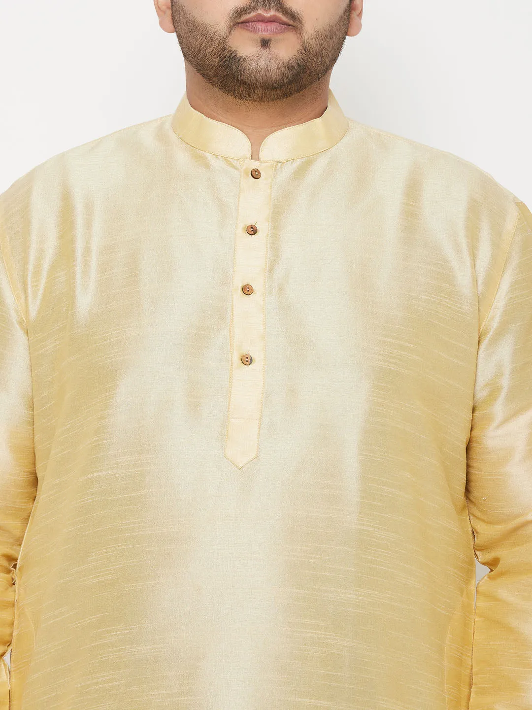 VASTRAMAY Gold Silk Blend Kurta And Dhoti